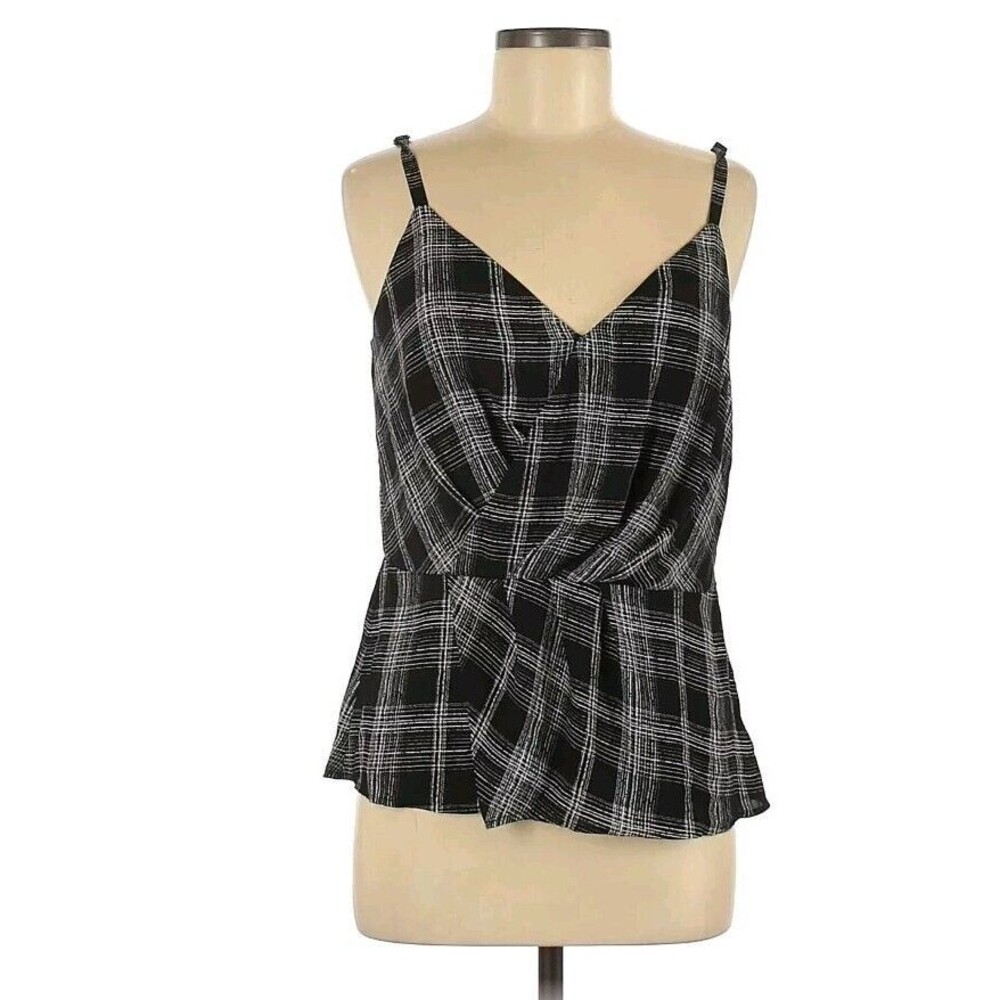 White House Black Market WHBM Tank Cami Top 8 Plaid Blouse